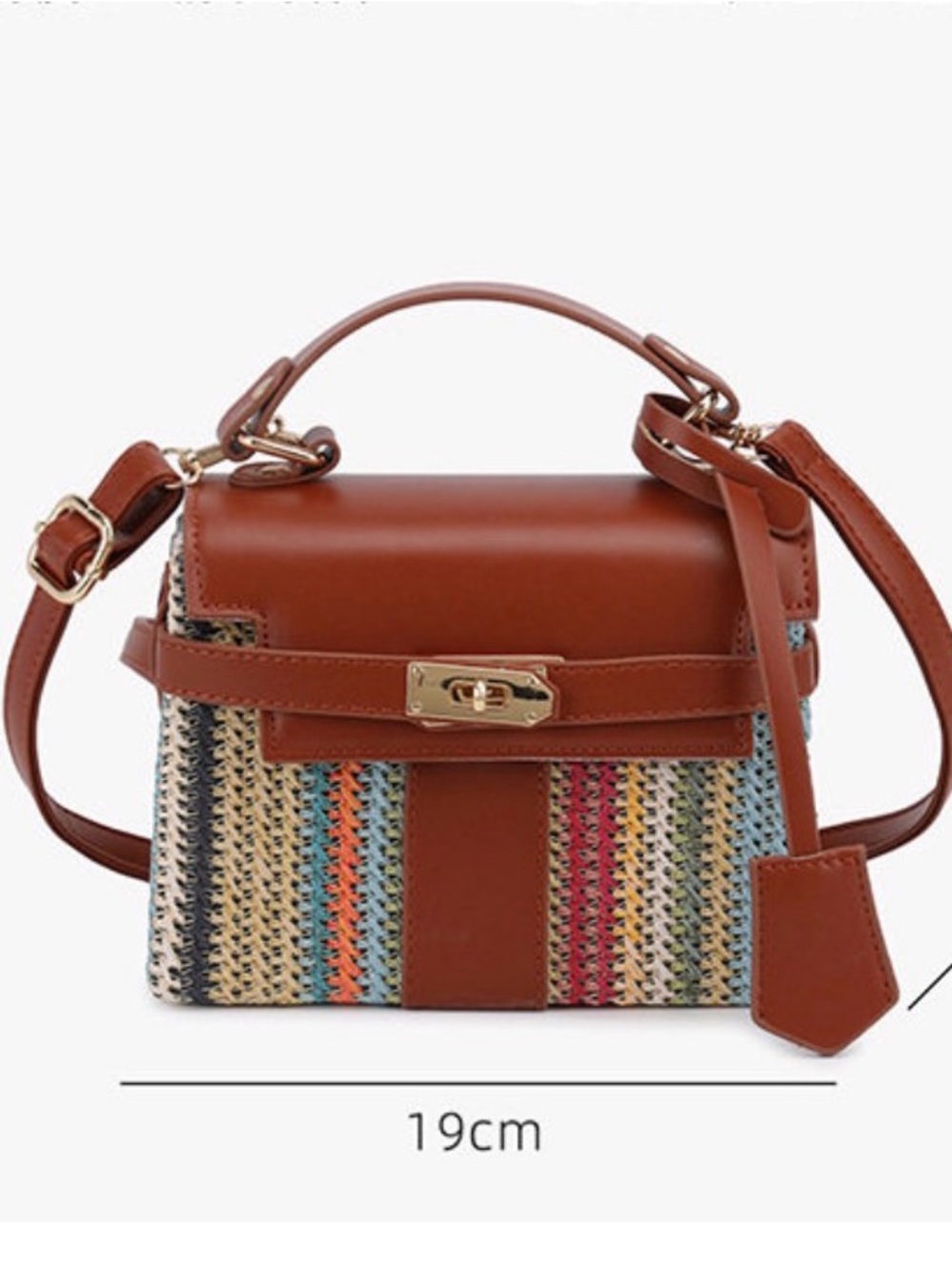 A Classy Chic Boutique Brown Woven Multi-Color Top-Handle Satchel